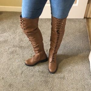Lace-up Over The Knee Boots